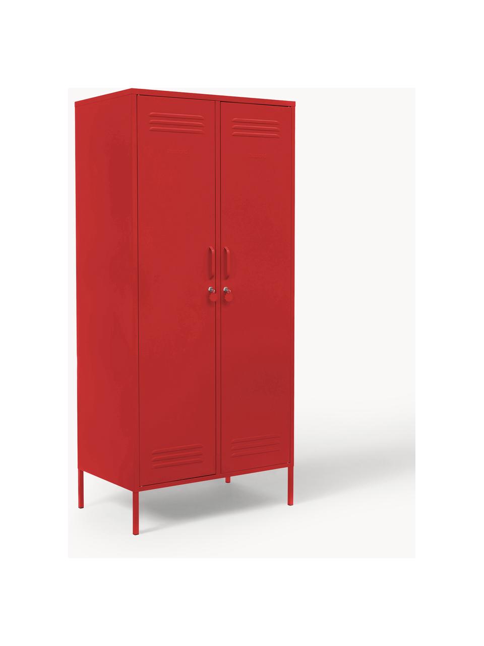 Armadietto The Twinny, Acciaio verniciato a polvere, Rosso, Larg. 85 x Alt. 183 cm