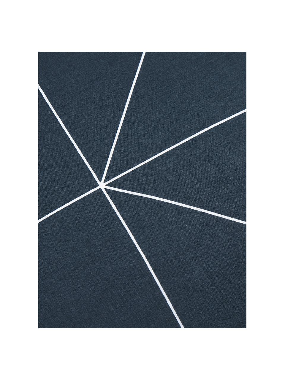 Baumwoll-Wendebettdeckenbezug Marla mit grafischem Muster, Webart: Renforcé Fadendichte 144 , Navyblau, Weiss, B 160 x L 210 cm