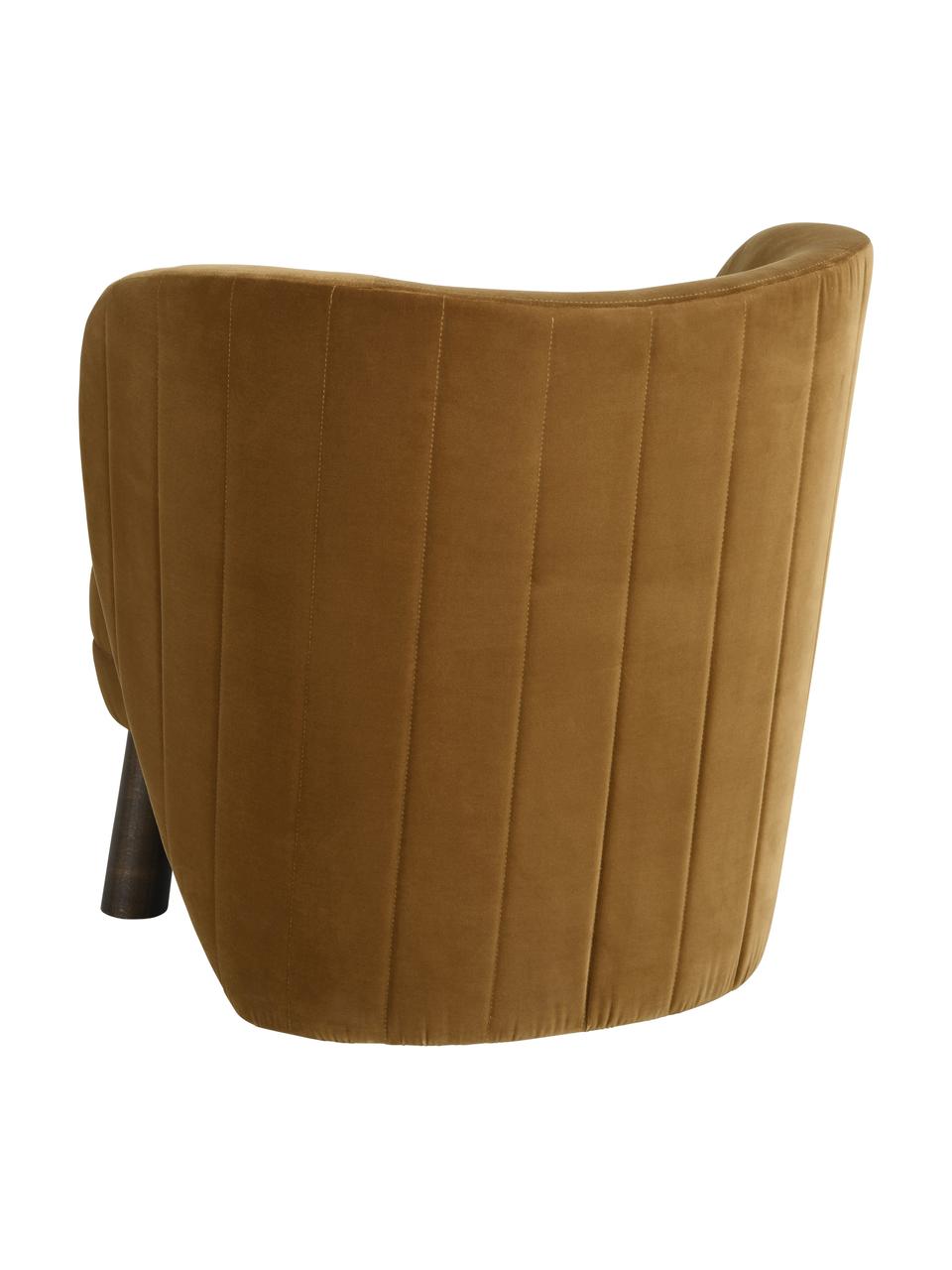 Fluwelen fauteuil Tress in bruin, Bekleding: 89 % katoen, 11 % polyest, Frame: multiplex, Poten: grenenhout, FSC-gecertifi, Fluweel bruin, B 72 x D 75 cm