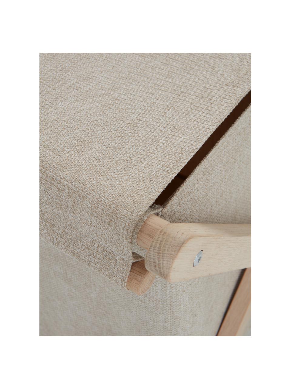 Cesta de ropa de madera de roble Vik, 61 cm, Bolsa: 97% poliéster, 3% nylon, Estructura: madera de roble, Beige, madera clara, An 61 x Al 50 cm