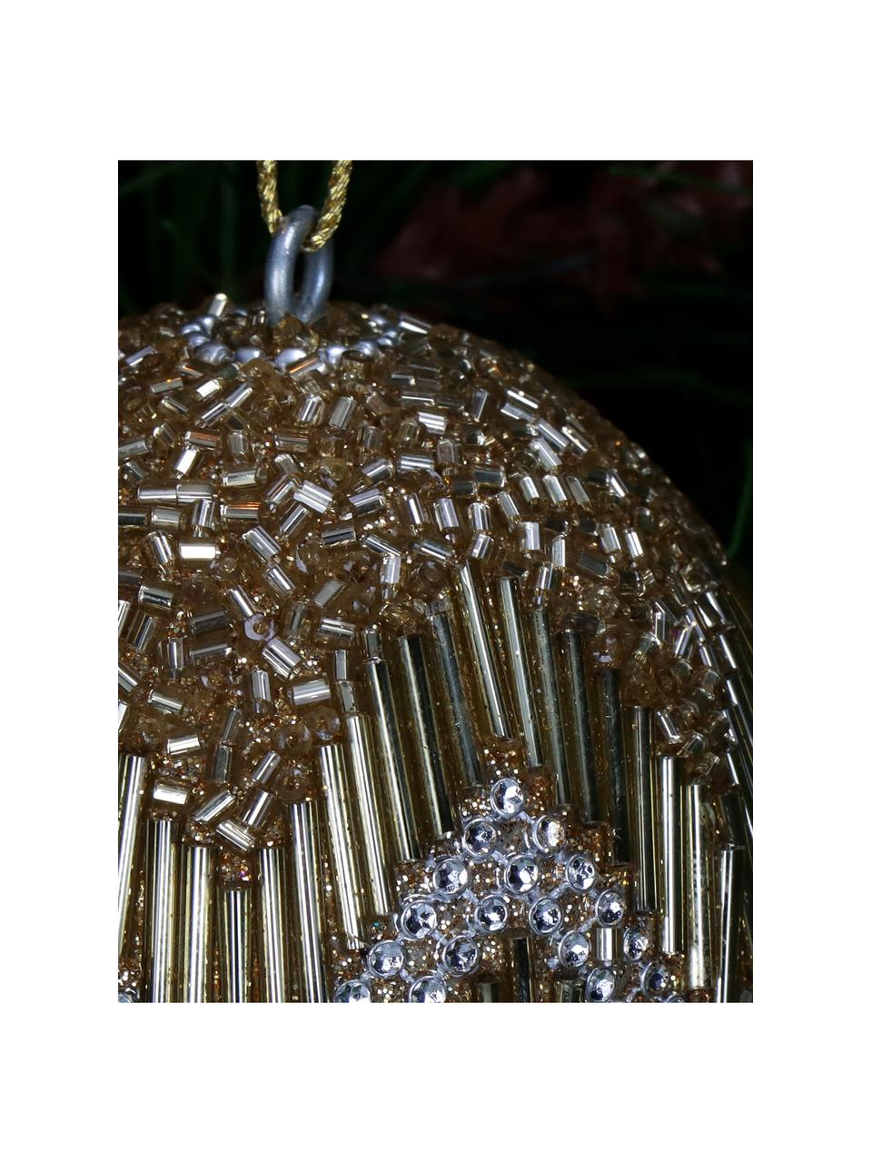 Bolas de Navidad Ball, 6 uds., Vidrio, perlas de plástico, Marrón, dorado, Ø 8 cm