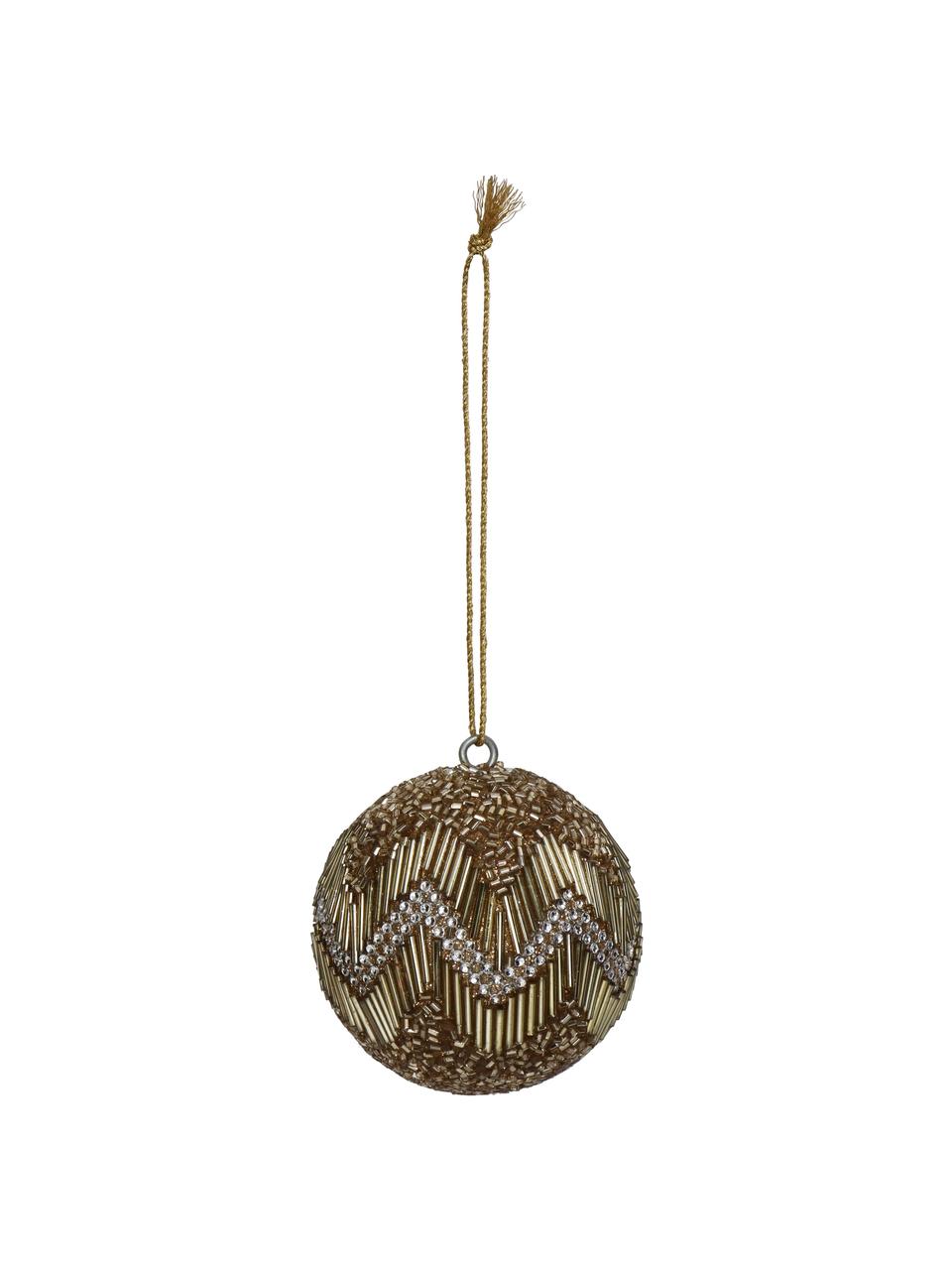 Bolas de Navidad Ball, 6 uds., Vidrio, perlas de plástico, Marrón, dorado, Ø 8 cm