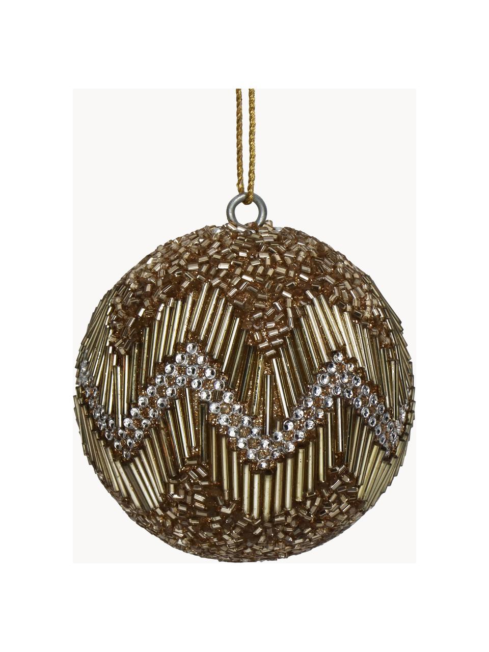 Bolas de Navidad Ball, 6 uds., Vidrio, perlas de plástico, Marrón, dorado, Ø 8 cm
