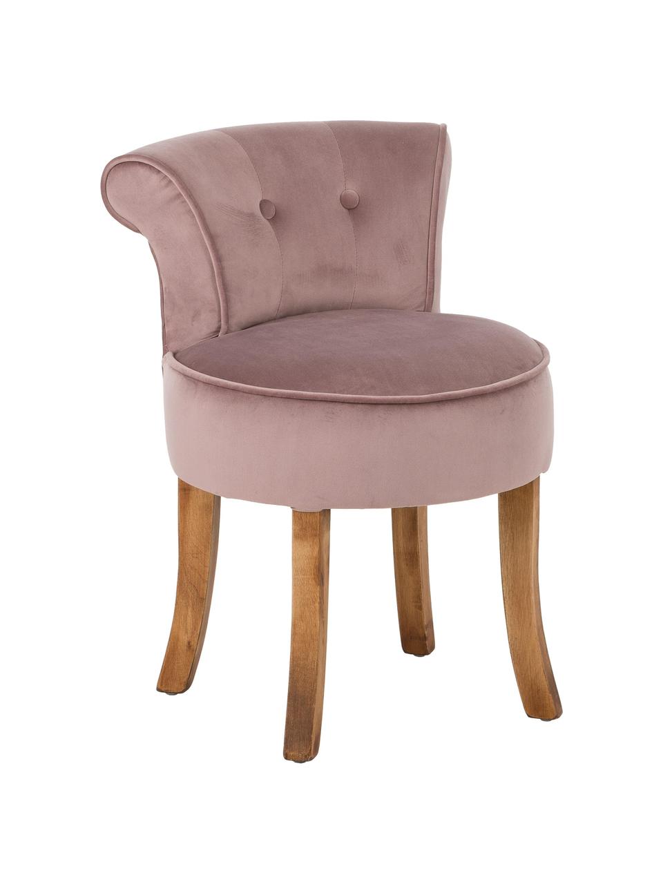 Sametová židlička s opěradlem Alison, Starorůžová, březové dřevo, Š 48 cm, V 65 cm