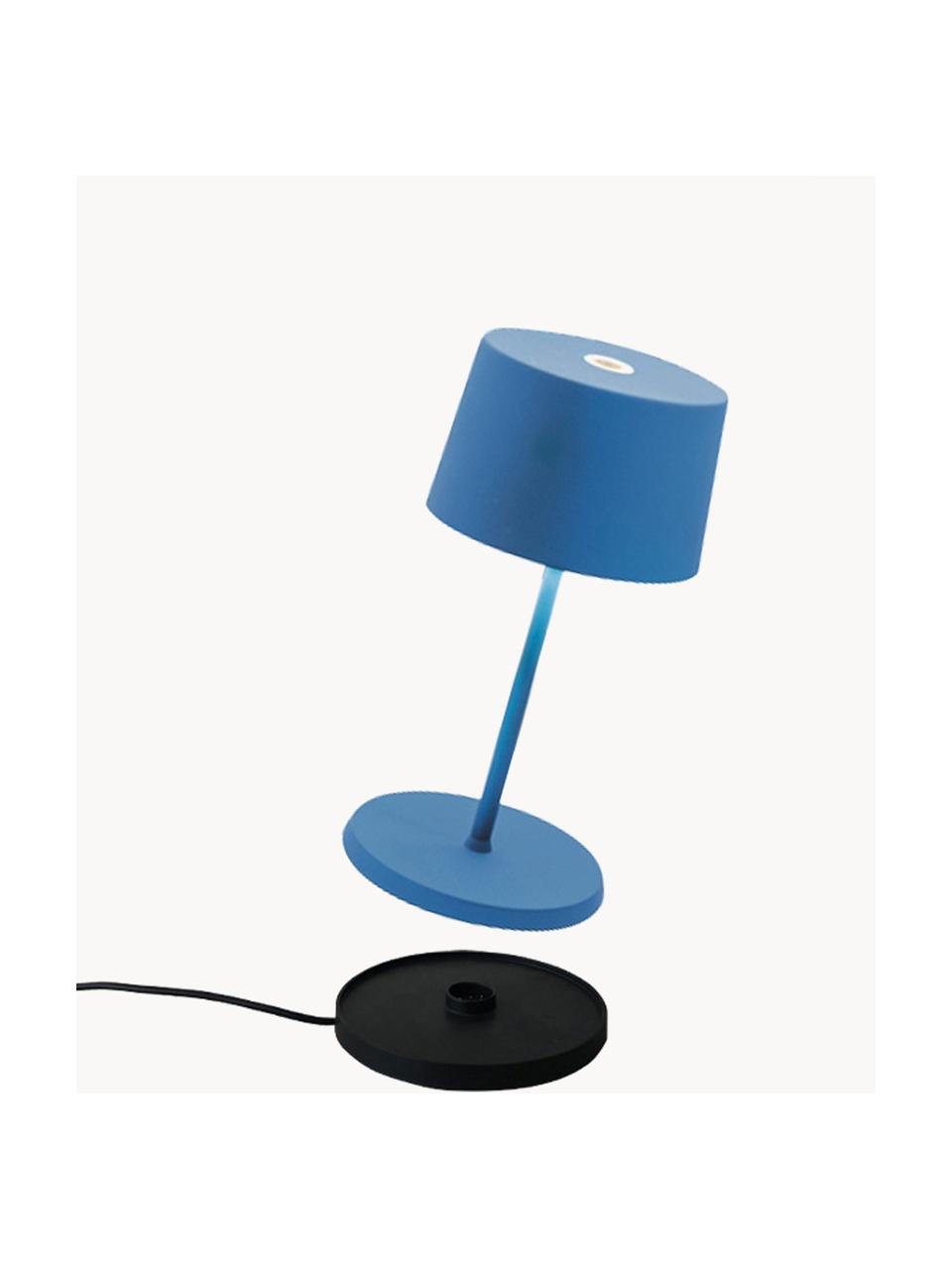 Mobiele dimbare LED tafellamp Olivia Pro, Lamp: aluminium, gecoat, Blauw, Ø 11 x H 22 cm