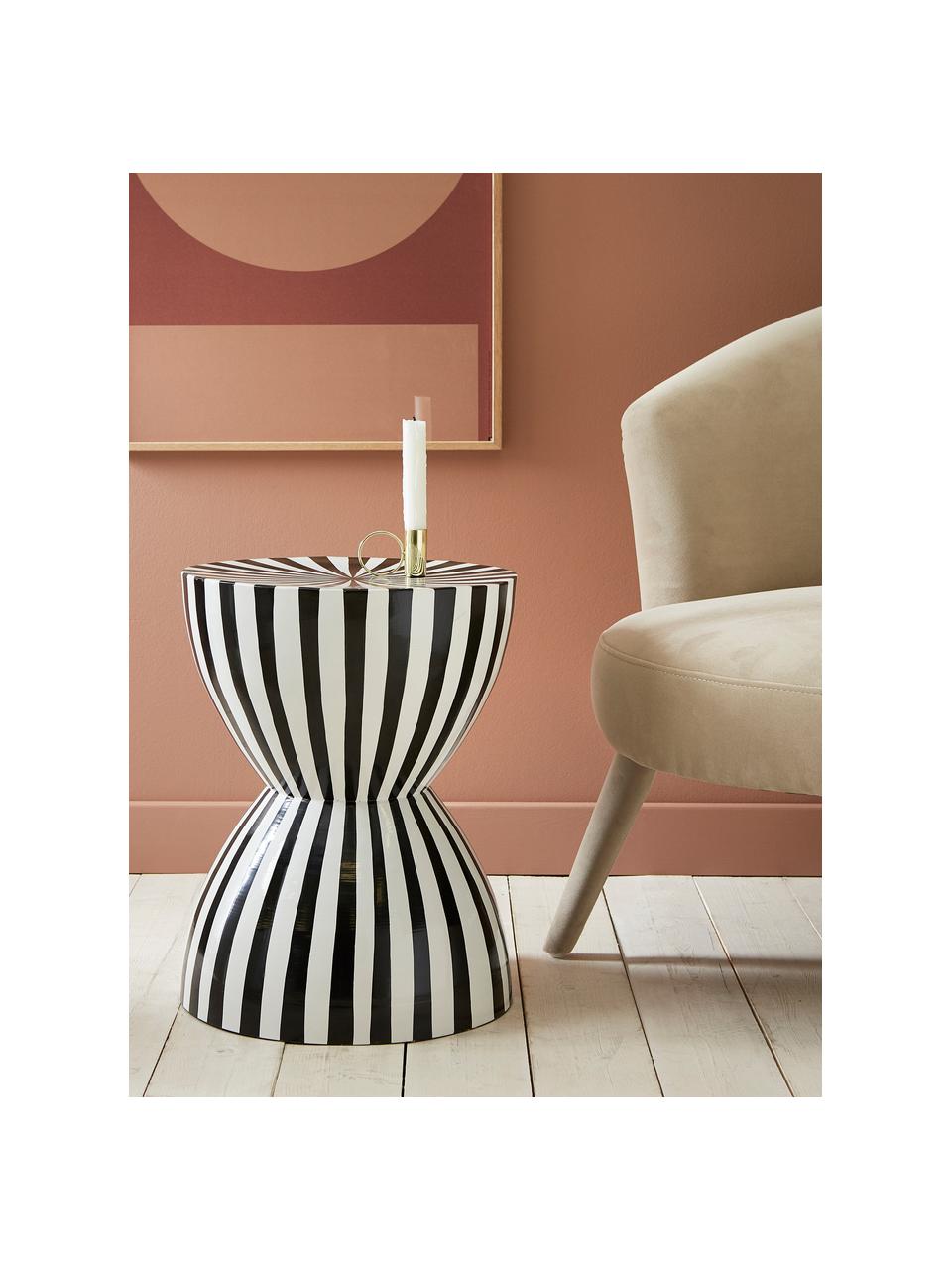 Okrúhly kovový pomocný stolík Pello, Kov s práškovým náterom, Čierna, biela, Ø 35 x V 46 cm