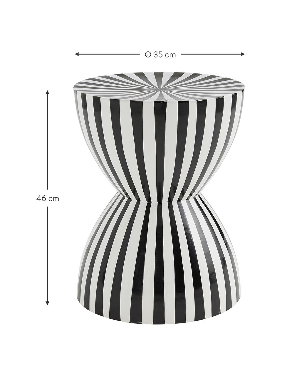 Kulatý kovový odkládací stolek Pello, Kov s práškovým nástřikem, Černá, bílá, Ø 35 cm, V 46 cm
