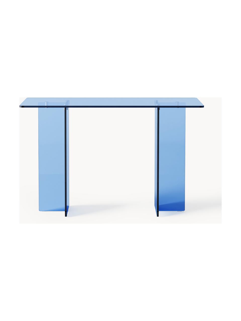 Skleněný konzolový stolek Anouk, Sklo, Modrá, Š 120 cm, V 75 cm
