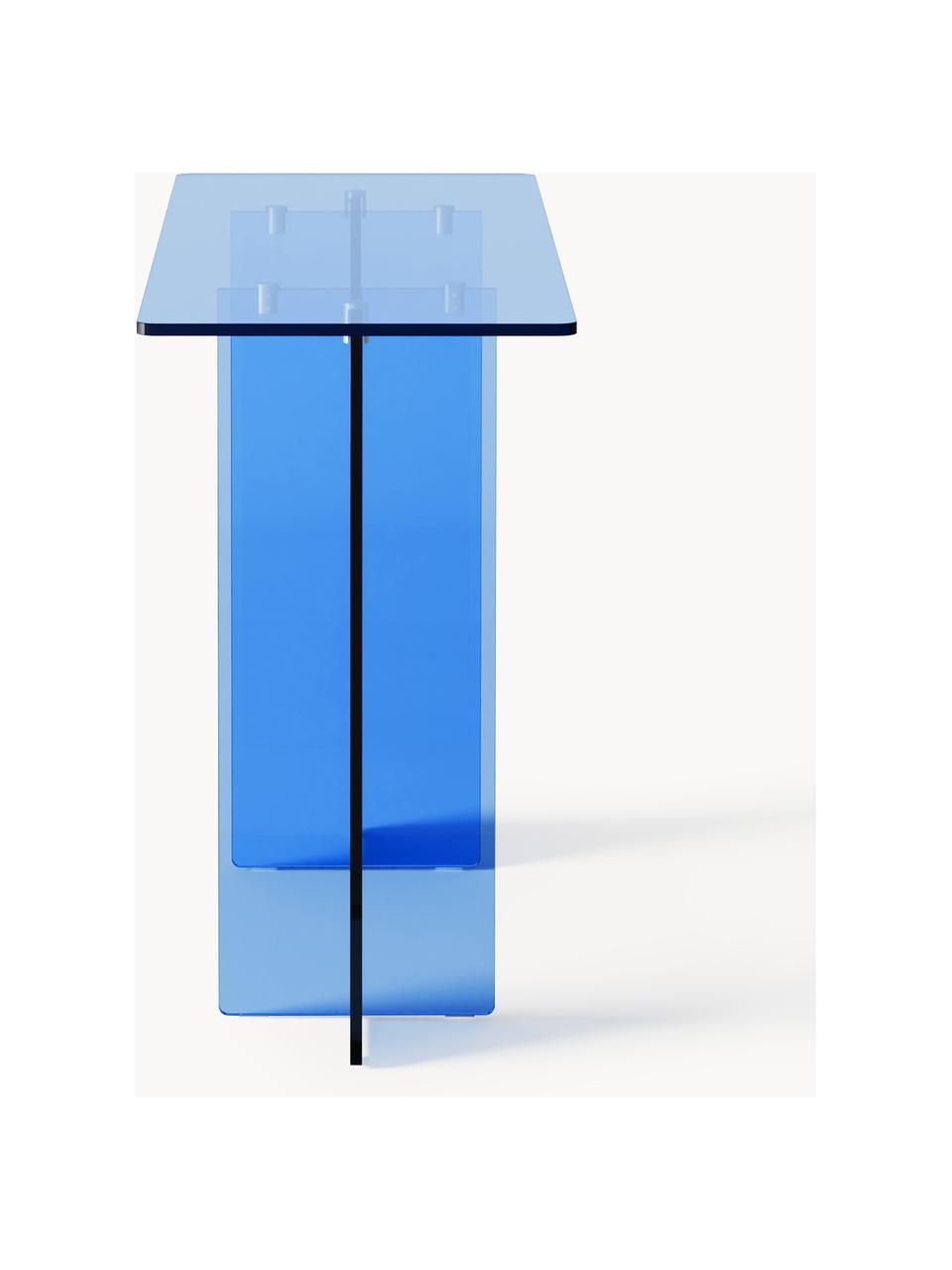Skleněný konzolový stolek Anouk, Sklo, Modrá, Š 120 cm, V 75 cm