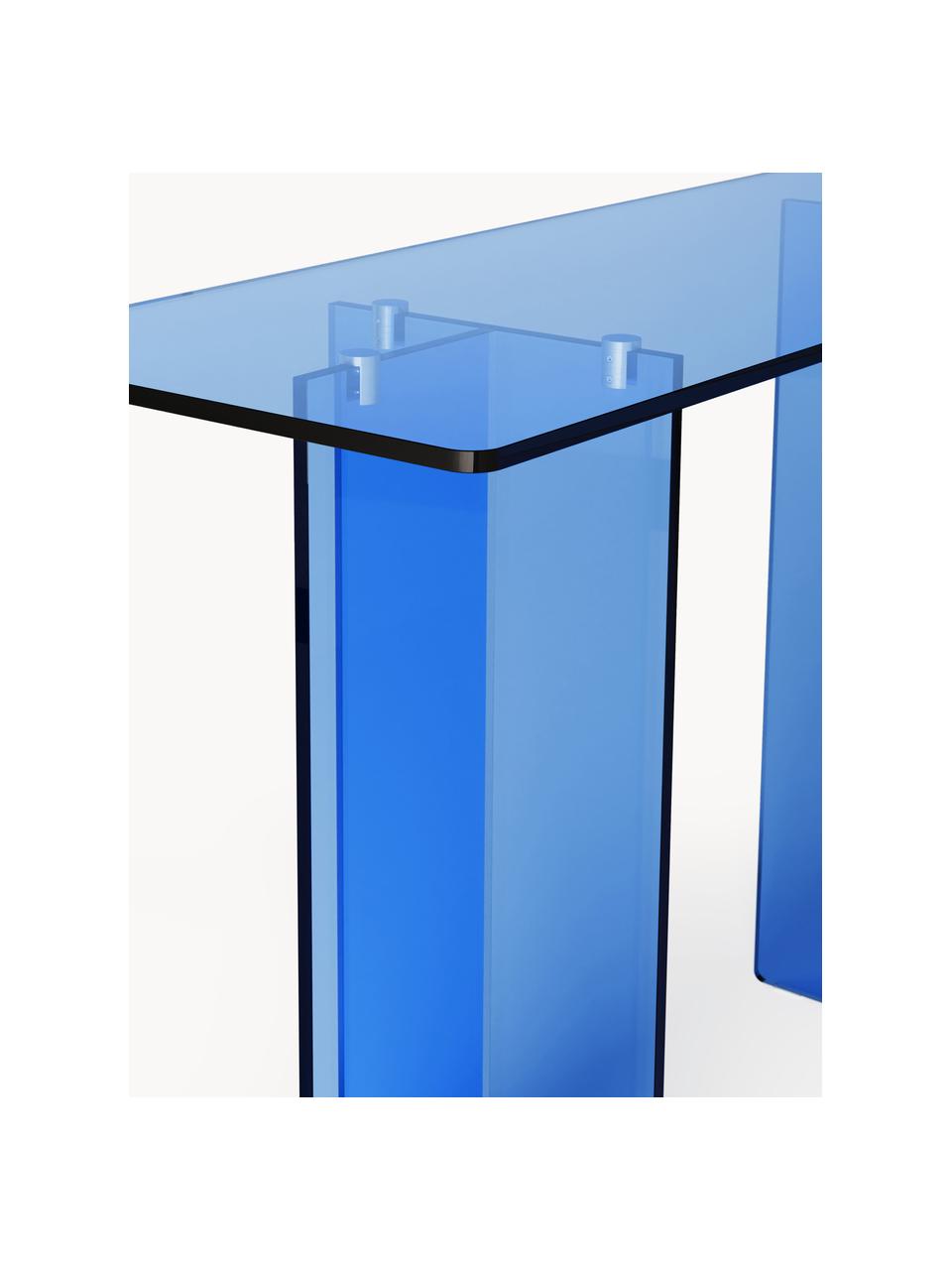 Console en verre Anouk, Verre, Bleu, transparent, larg. 120 x haut. 75 cm