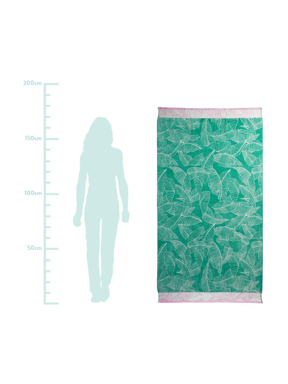 Ręcznik plażowy Fresh Mint, 100% bawełna, Zielony, blady różowy, biały, S 100 x D 180 cm
