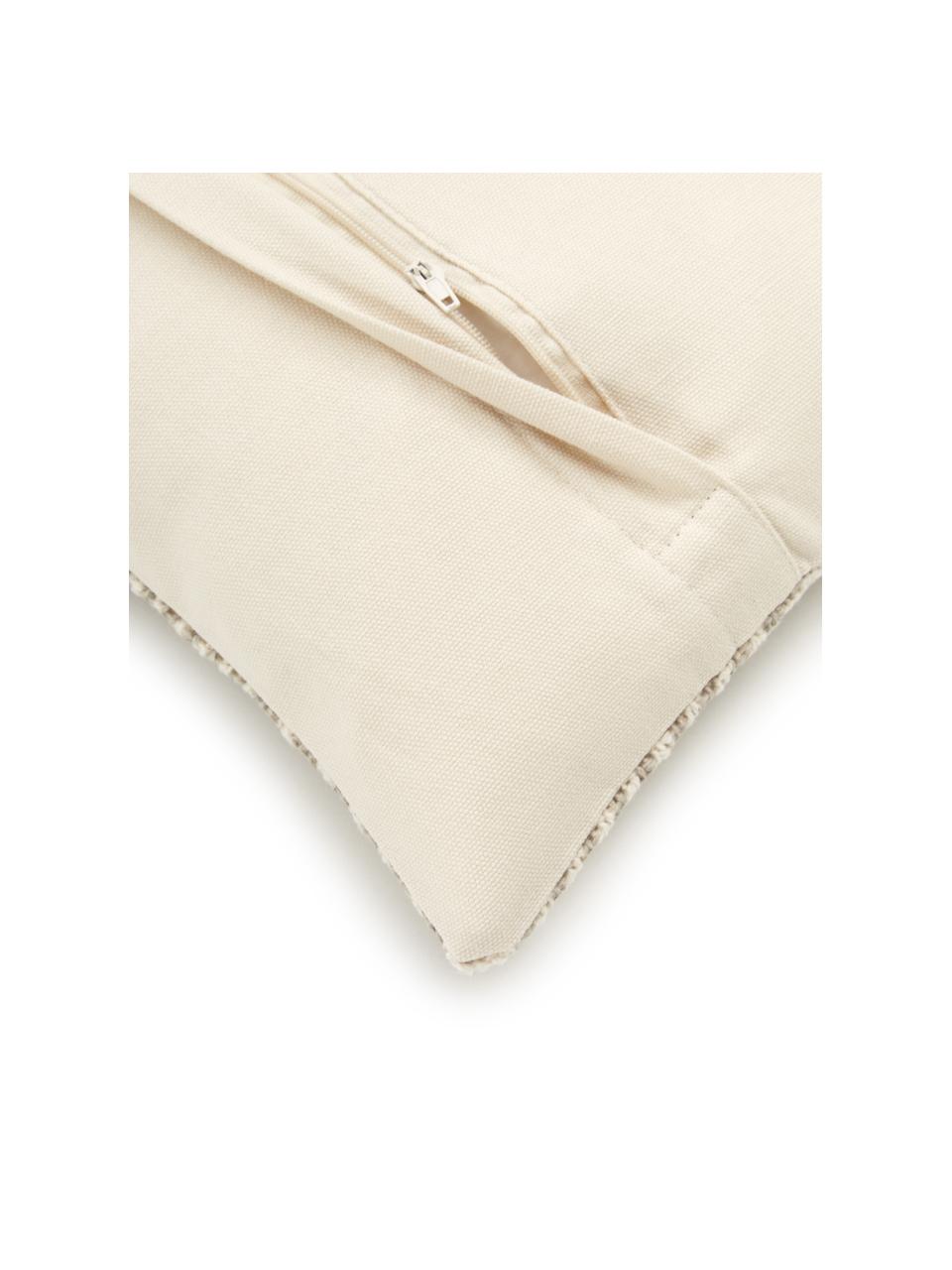 Funda de cojín estampada Nadia, 100% algodón, Beige, blanco, An 30 x L 50 cm