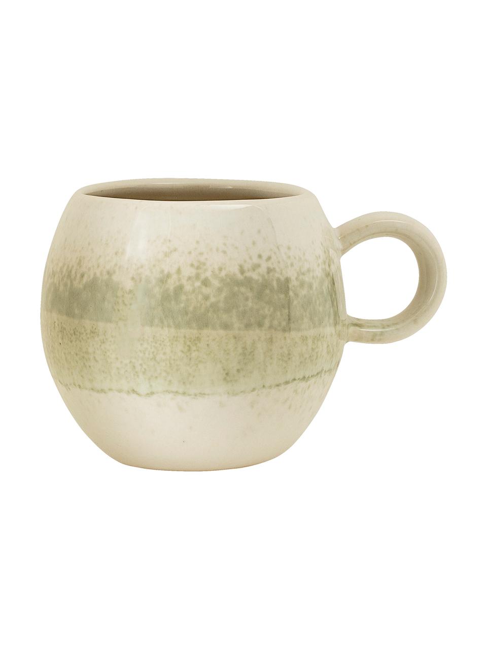 Handgemachte Tasse Paula mit effektvoller Glasur, Steingut, Grün, Beige, Ø 9 x H 8 cm