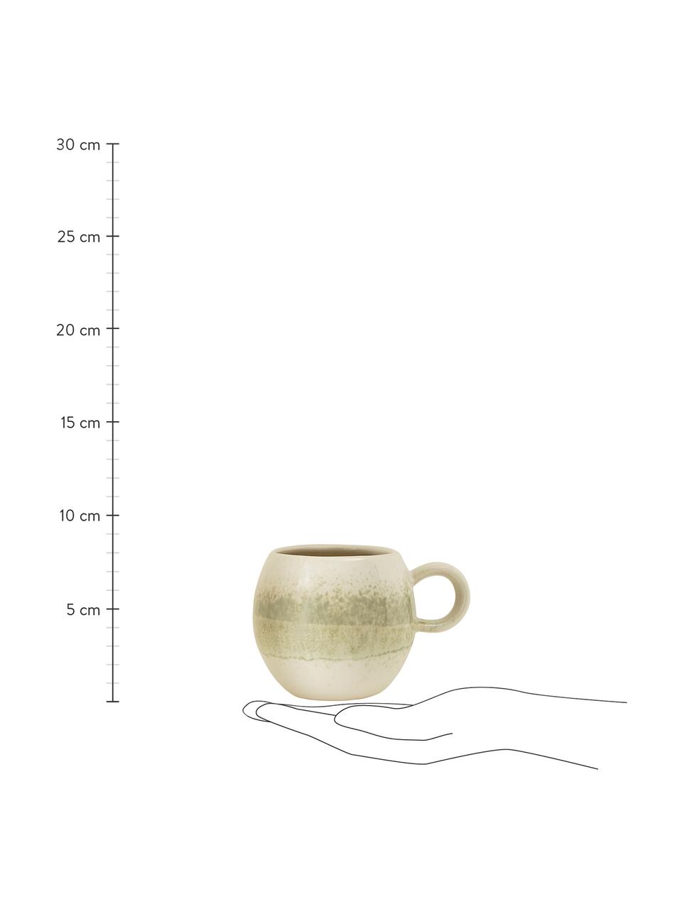 Handgemachte Tasse Paula mit effektvoller Glasur, Steingut, Grün, Beige, Ø 9 x H 8 cm