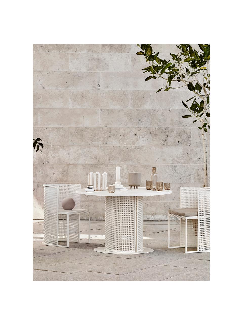 Kulatý zahradní stůl Bauhaus, Ocel s práškovým nástřikem, Krémově bílá, Ø 120 cm, V 73 cm