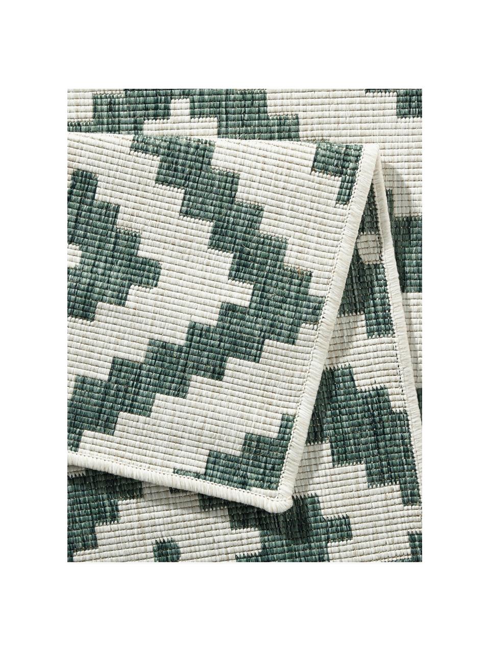 Tapis d'extérieur vert crème Malta, 100 % polypropylène, Blanc cassé, vert foncé, larg. 80 x long. 250 cm