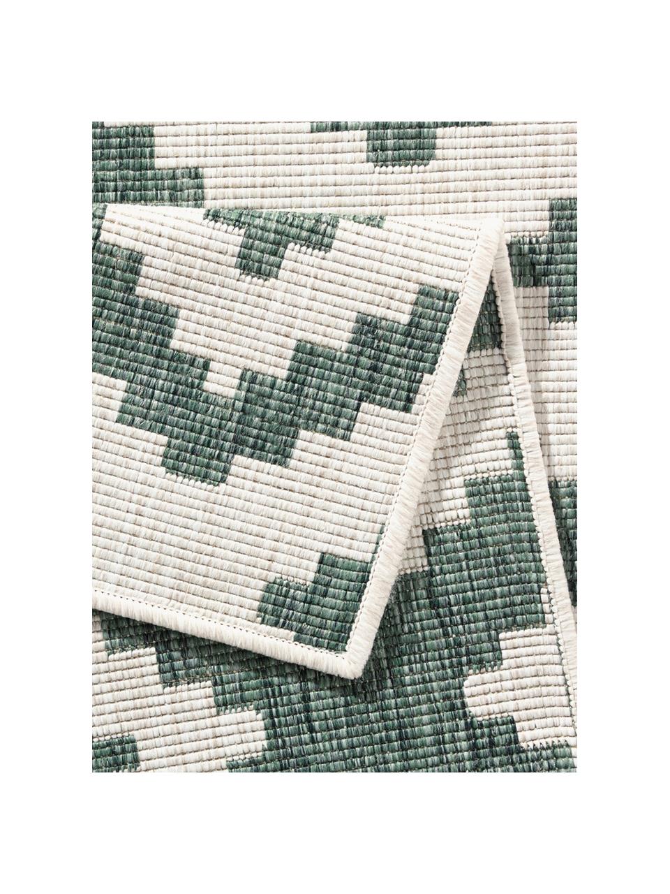 Alfombra reversible de interior/exterior Malta, Verde, crema, An 80 x L 250 cm