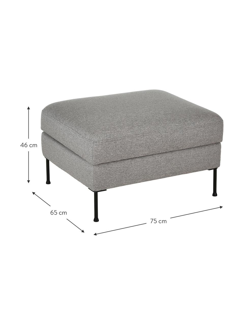 Tabouret de canapé en velours avec rangement Cucita, Tissu gris clair, larg. 75 x haut. 46 cm