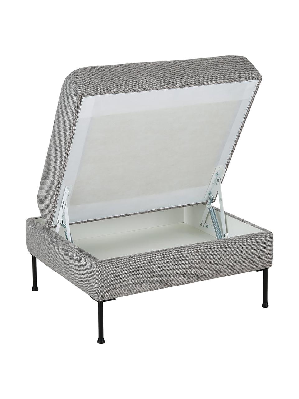 Sofa-Hocker Cucita mit Stauraum, Bezug: Webstoff (Polyester) Der , Gestell: Massives Kiefernholz, FSC, Füße: Metall, lackiert, Webstoff Grau, B 75 x T 65 cm