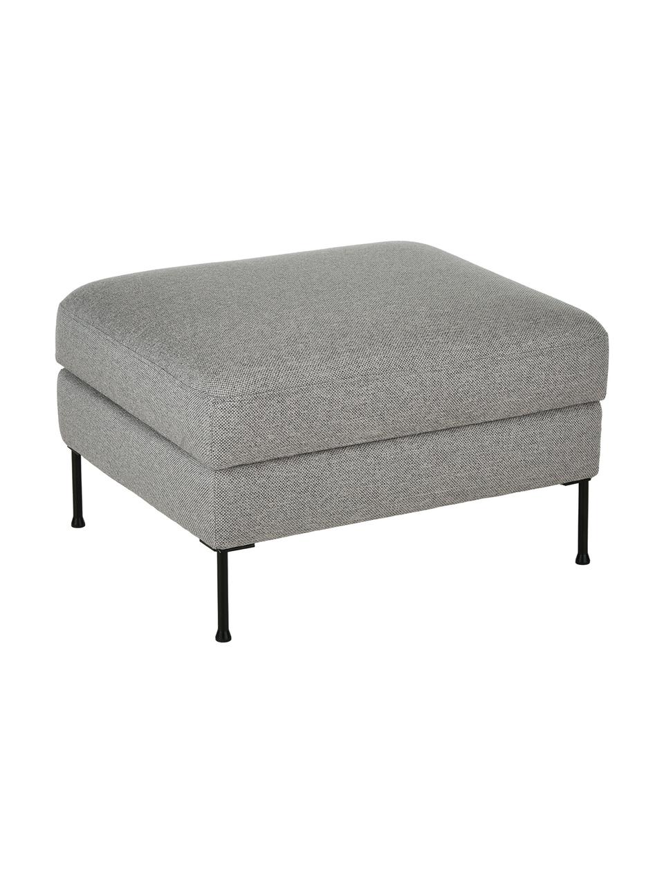 Voetenbank Cucita met opbergruimte, Bekleding: geweven stof (polyester), Frame: massief grenenhout, FSC-g, Poten: gelakt metaal, Geweven stof lichtgrijs, B 75 x H 46 cm