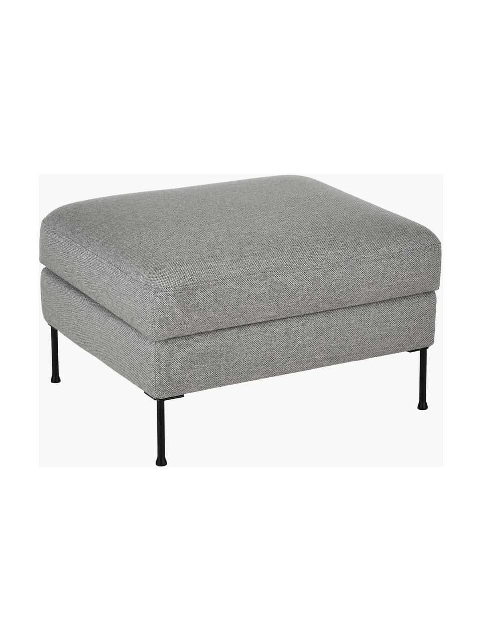 Reposapiés puf Cucita, con espacio de almacenamiento, Tapizado: tejido (poliéster) Alta r, Estructura: madera de pino maciza., Patas: metal pintado., Tejido gris, An 75 x F 65 cm
