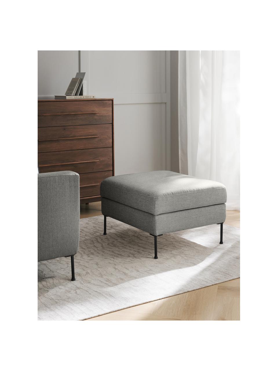 Pouf avec rangement Cucita, Tissu gris, larg. 75 x prof. 65 cm