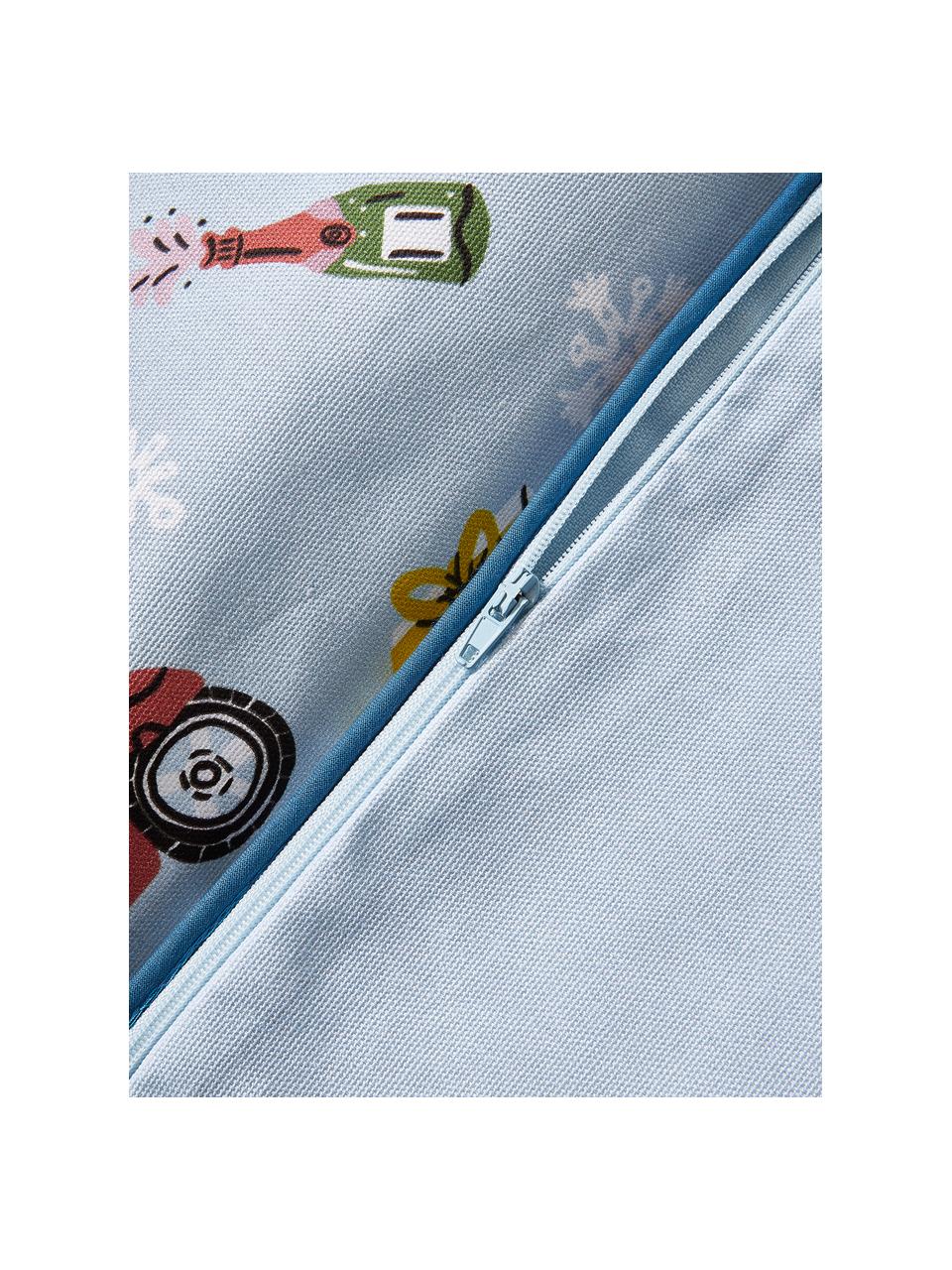 Povlak na polštář se zimním motivem Scooter, 100% bavlna, Modrá, Š 45 cm, D 45 cm