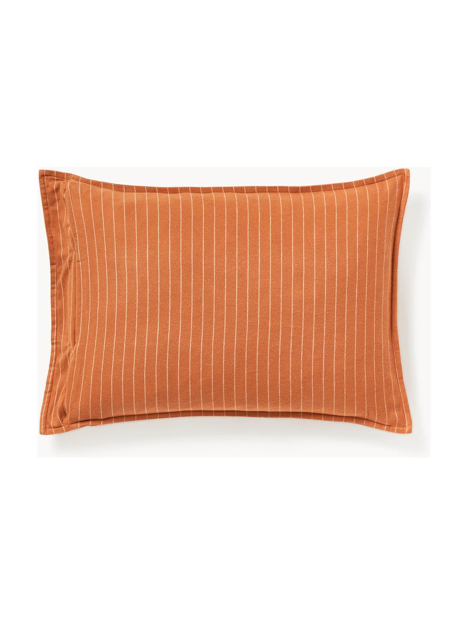 Funda de almohada doble cara de franela a cuadros Noelle, Naranja, blanco, An 45 x L 110 cm