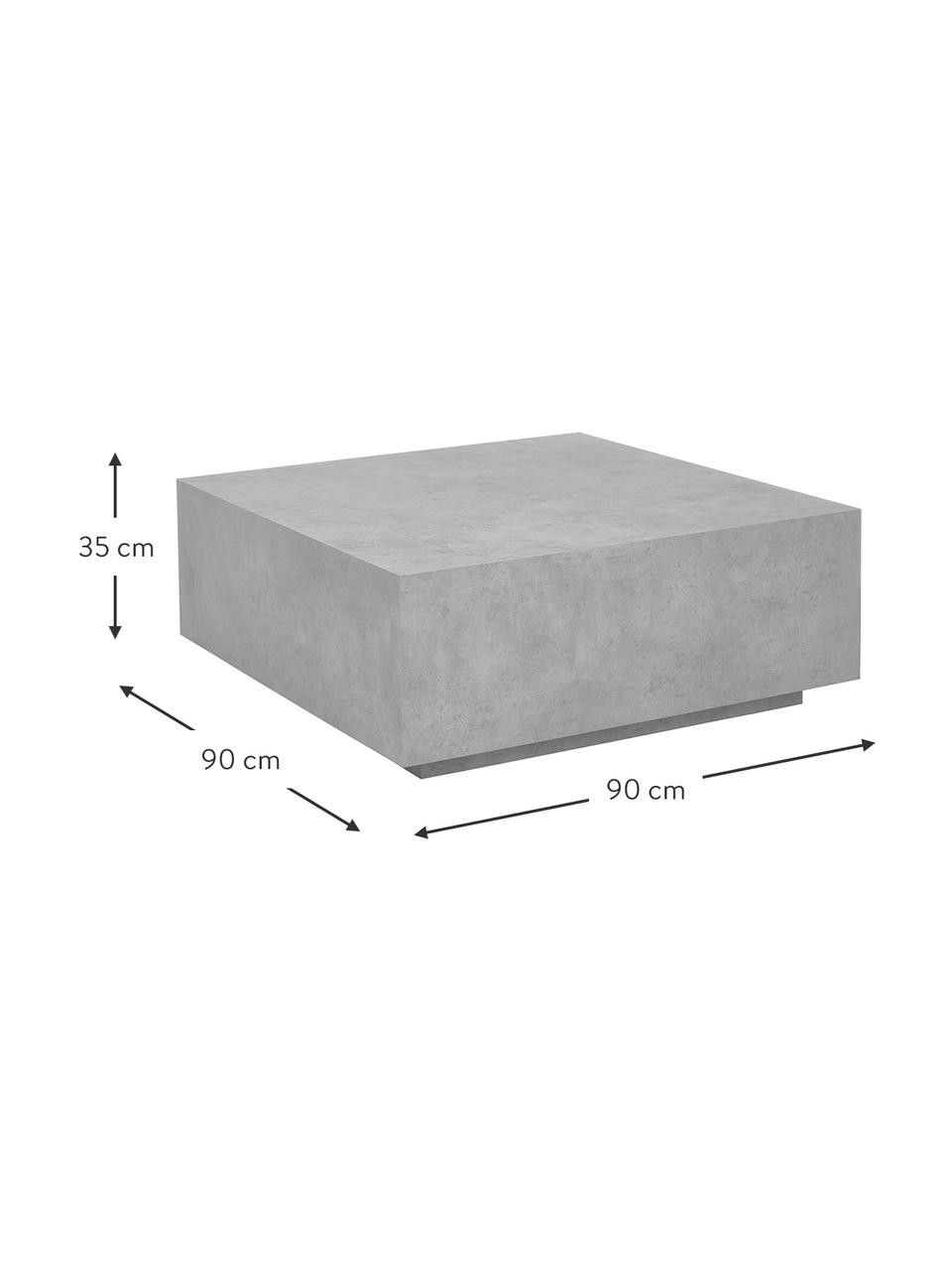 Table basse aspect béton Lesley, MDF (panneau en fibres de bois à densité moyenne), avec enduit feuille mélaminée, bois de manguier, Gris, aspect béton, mat, larg. 90 x prof. 90 cm