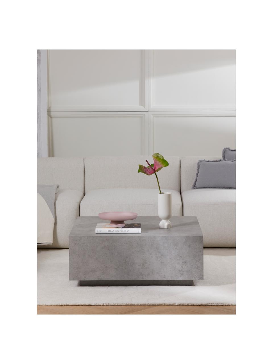 Tavolino da salotto effetto cemento Lesley, Pannello di fibra a media densità (MDF), rivestito con lamina melaminica, legno di mango, Grigio, effetto cemento opaco, Larg. 90 x Alt. 35 cm