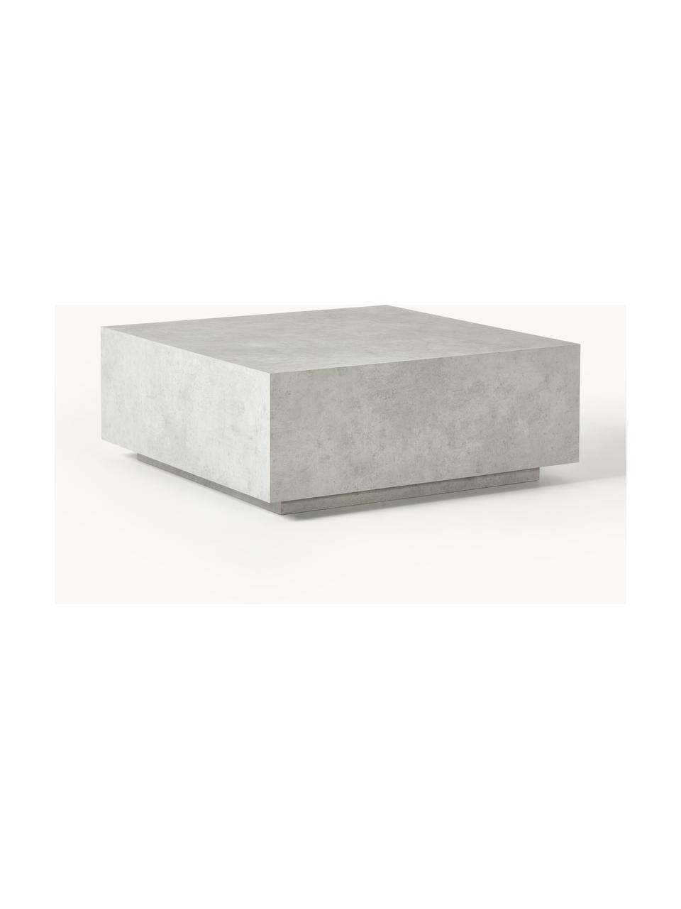 Konferenční stolek v betonovém vzhledu Lesley, MDF deska (dřevovláknitá deska střední hustoty) pokrytá melaminovou fólií, mangové dřevo, Šedý betonový vzhled, matný, Š 90 cm, H 90 cm