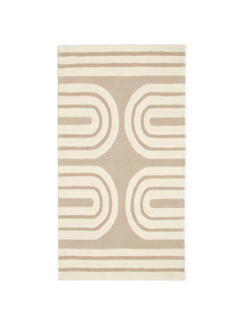 Handgetuft wollen vloerkleed Arne, Beige, crèmewit, B 80 x L 150 cm (maat XS)