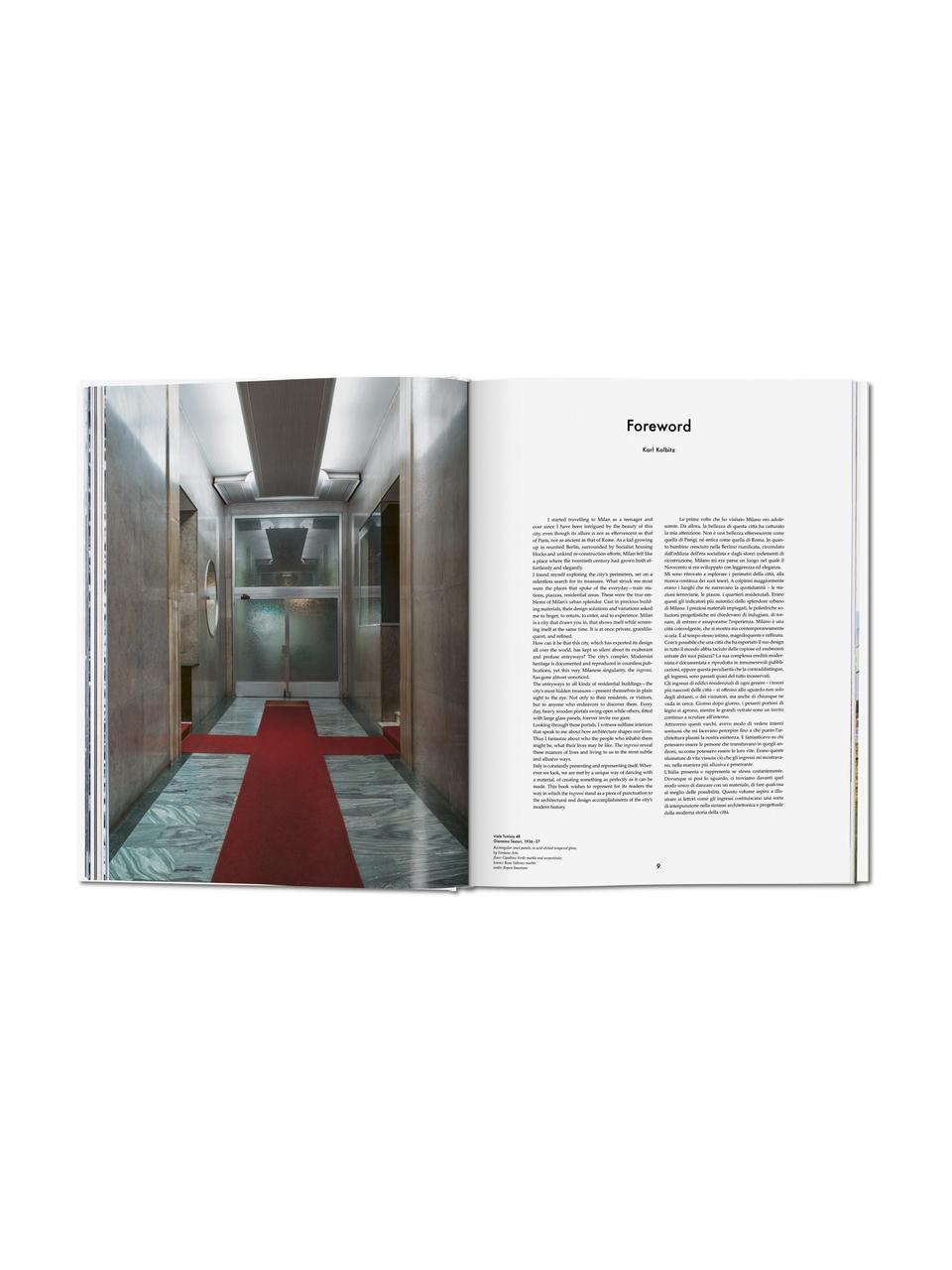 Ilustrovaná kniha Entryways of Milan, Papier, tvrdá väzba, Biela, viacfarebná, Š 26 x D 34 cm