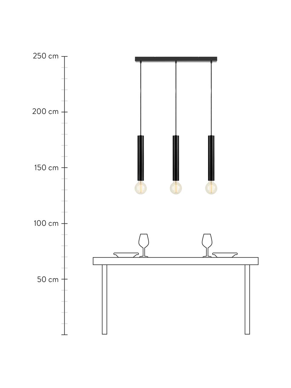 Lámpara de techo grande Sencillo, Estructura: metal recubierto, Cable: cubierto en tela, Negro, An 75 x Al 36 cm