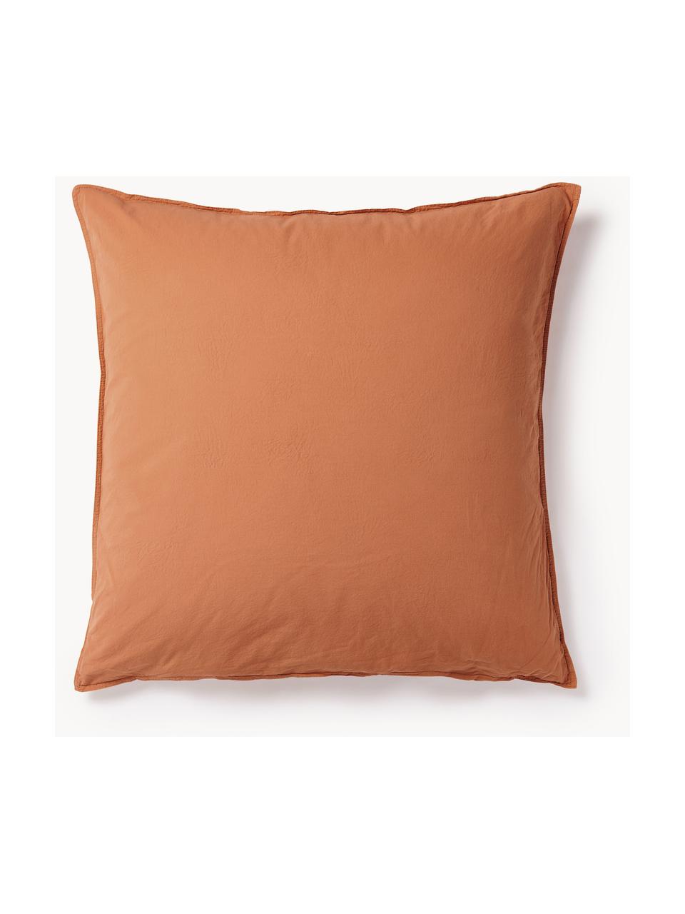 Taie d'oreiller en percale de coton Debbie, Terracotta, larg. 50 x long. 70 cm