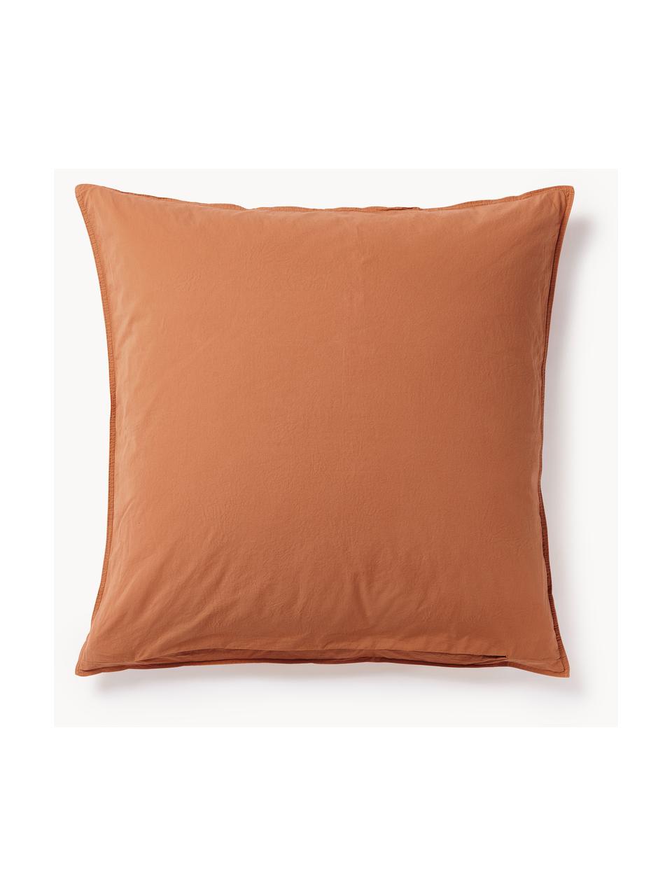 Taie d'oreiller en percale de coton Debbie, Terracotta, larg. 50 x long. 70 cm