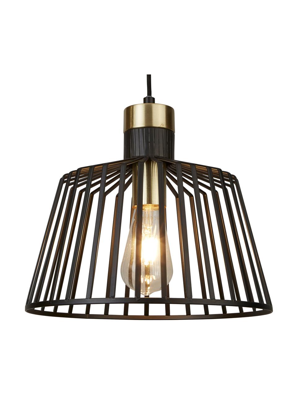 Lampa wisząca Bird Cage, Czarny, odcienie złotego, Ø 30 x W 27 cm