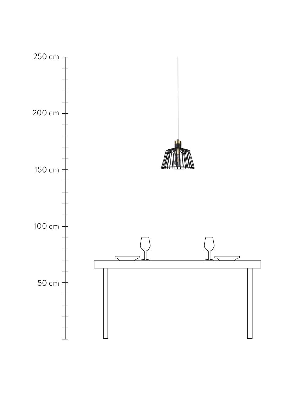 Hanglamp Bird Cage in zwart-goudkleur, Lampenkap: gecoat metaal, Decoratie: gecoat metaal, Baldakijn: gecoat metaal, Zwart, goudkleurig, Ø 30  x H 27 cm