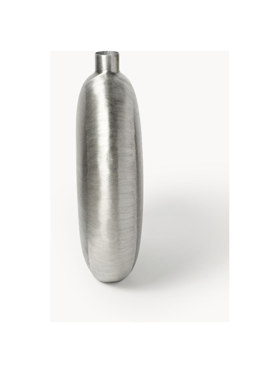 Handgefertigte Vase Botero, H 48 cm, Aluminium, beschichtet, Silberfarben, B 49 x H 48 cm