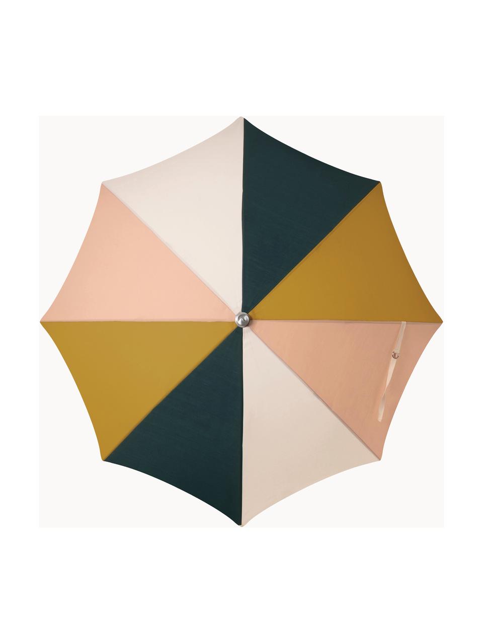 Buigbare parasol Retro met franjes, Ø 180 cm, Frame: gelamineerd hout, Franjes: katoen, Oker, lichtroze, zwart, crèmewit, Ø 180 x H 230 cm