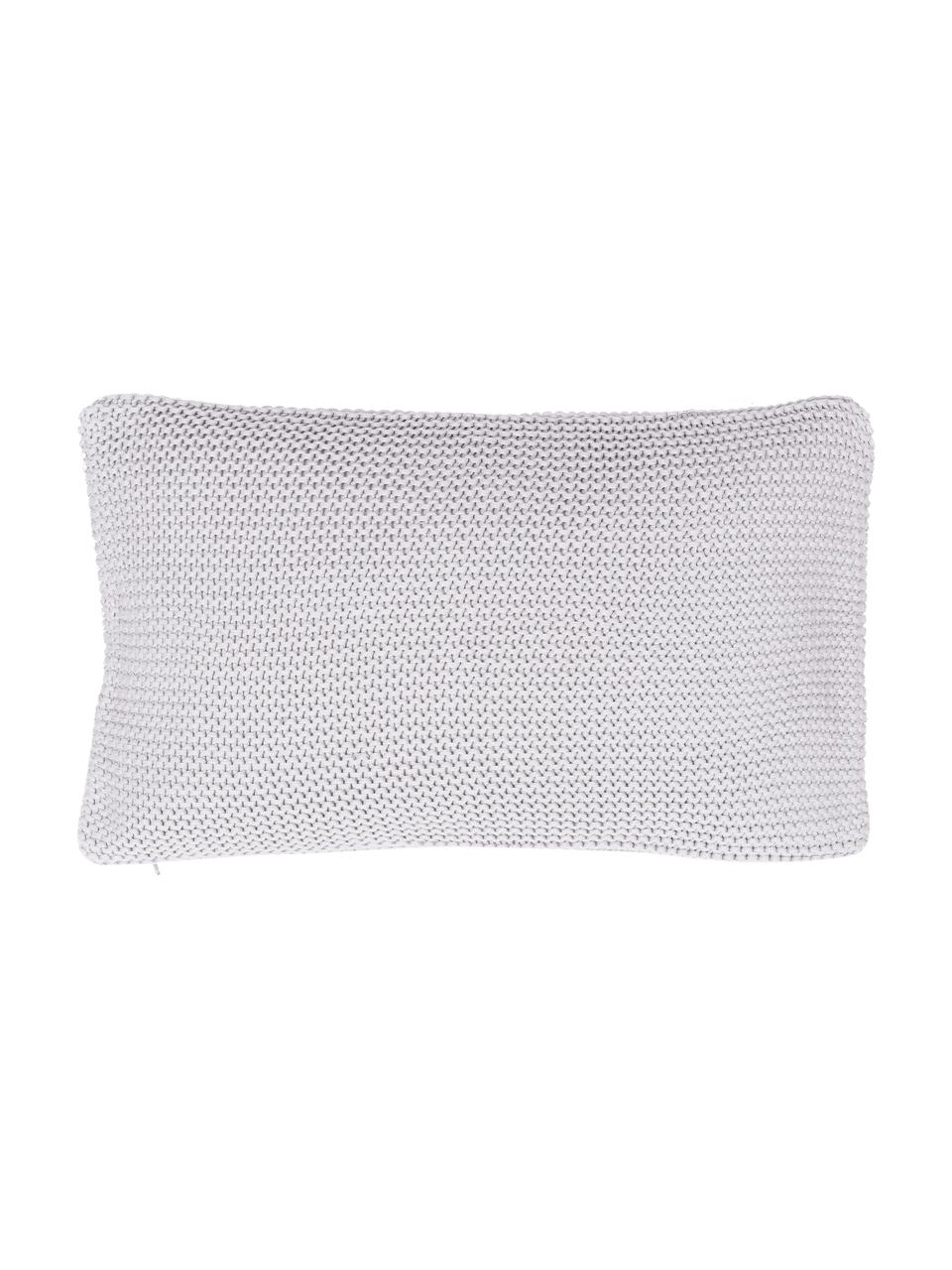 Housse de coussin tricot gris clair Adalyn, 100 % coton bio, certifié GOTS, Gris, larg. 30 x long. 50 cm