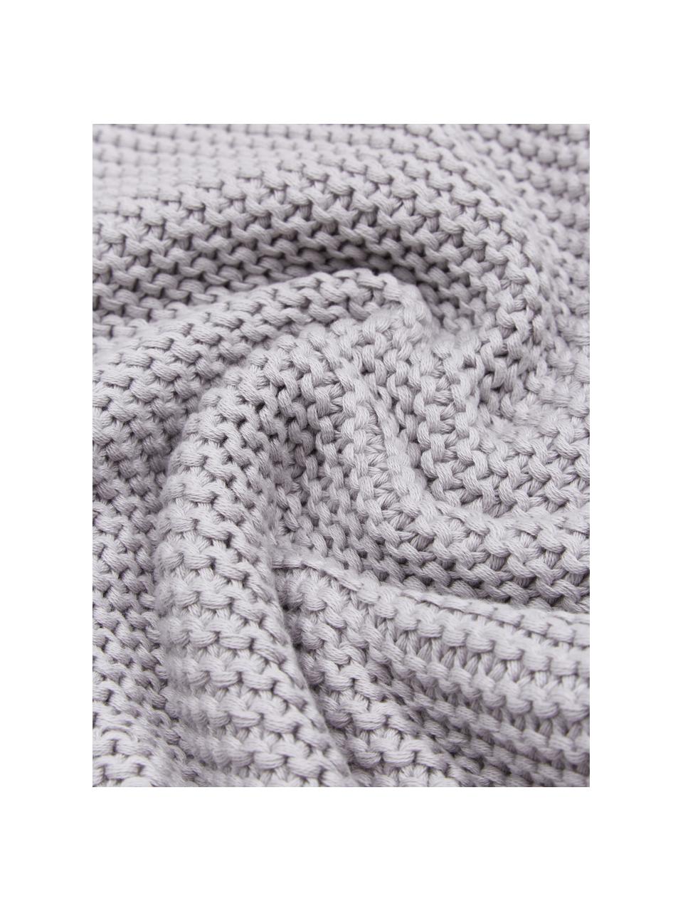 Housse de coussin tricot gris clair Adalyn, 100 % coton bio, certifié GOTS, Gris, larg. 30 x long. 50 cm