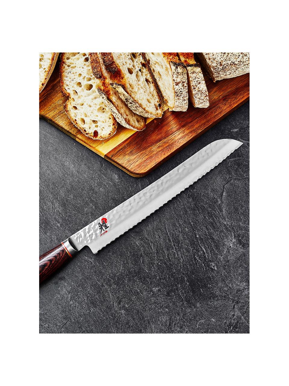 Nóż do chleba Miyabi, Odcienie srebrnego, ciemne drewno naturalne, D 37 cm