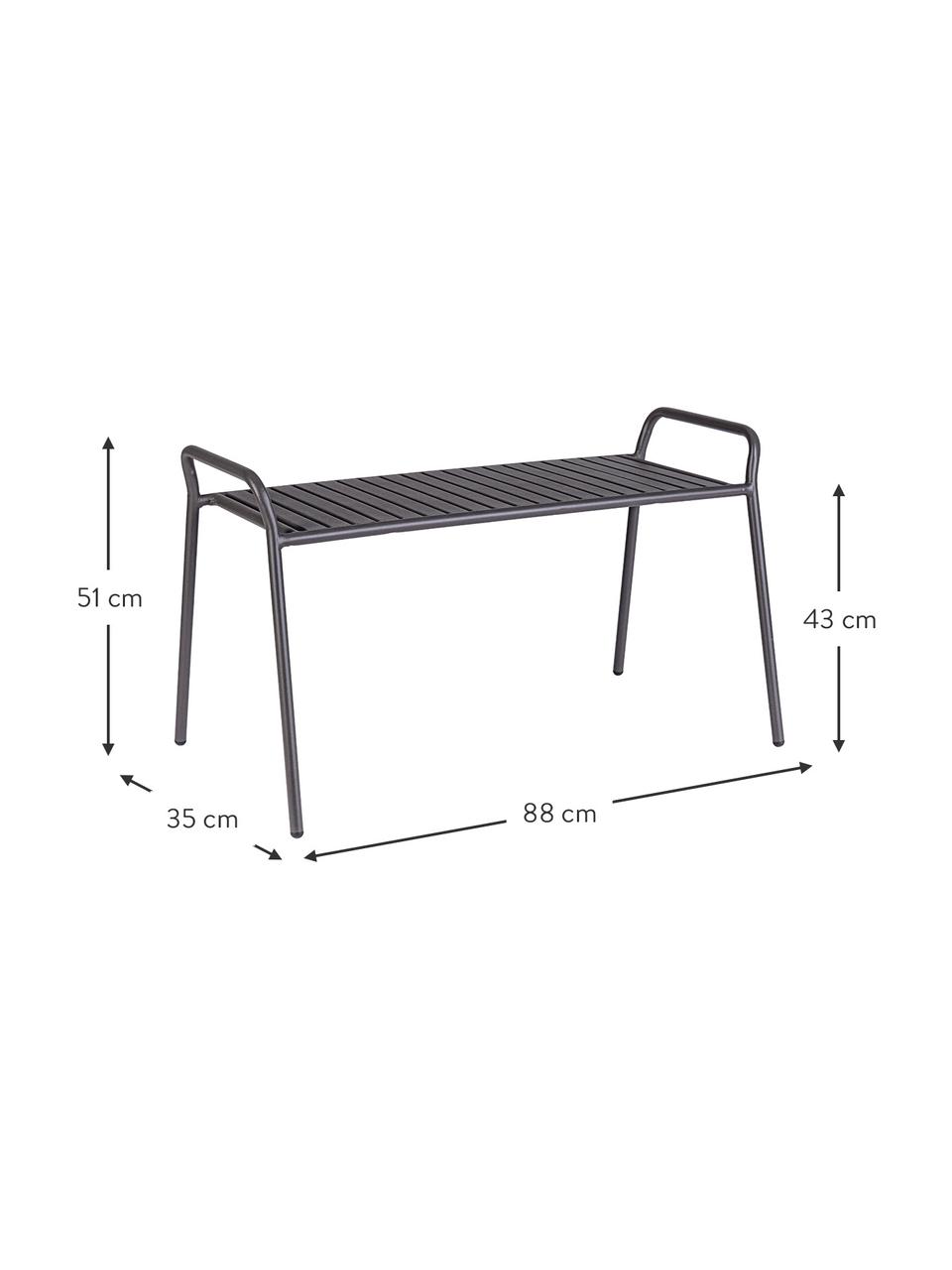 Garten-Sitzbank Dalya aus Metall in Schwarz, Stahl, pulverbeschichtet, Schwarz, B 88 x H 51 cm