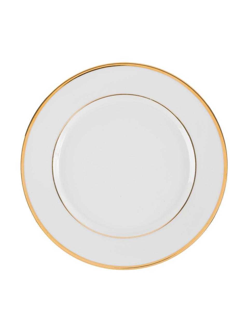 Porcelánové snídaňové talíře Ginger, 6 ks, Porcelán, Bílá, zlatá, Ø 20 cm