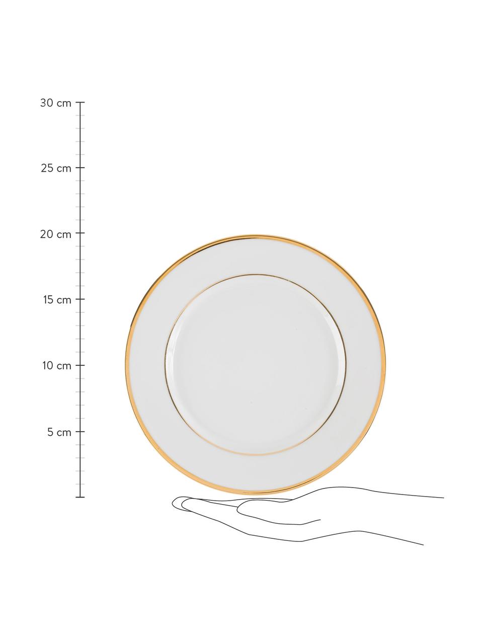 Talerz śniadaniowy z porcelany Ginger, 6 szt., Porcelana, Biały, odcienie złotego, Ø 20 cm