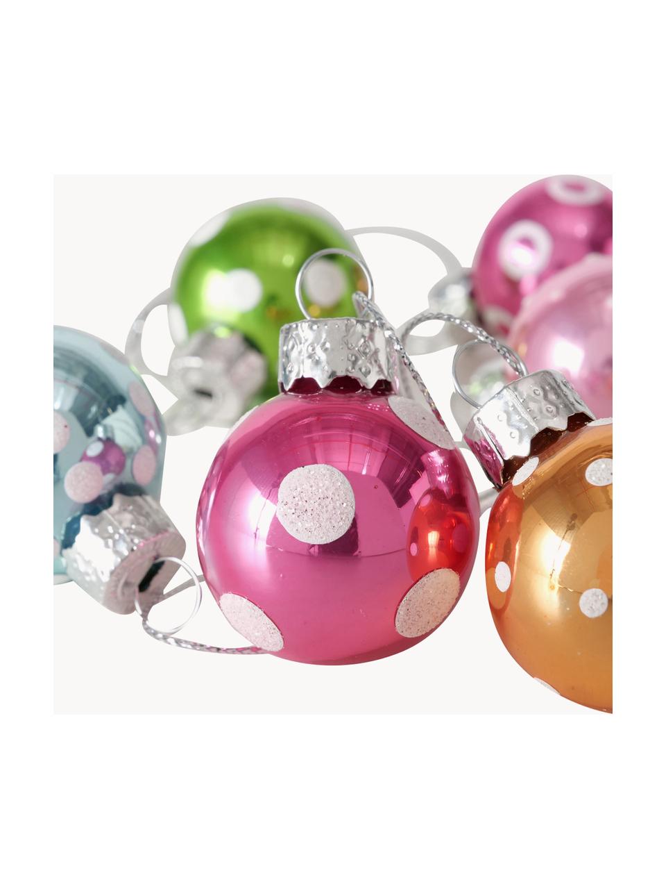 Kerstballen Pattern, set van 12, Gelakt glas, Groen, blauw, roze, Ø 3 x H 3 cm