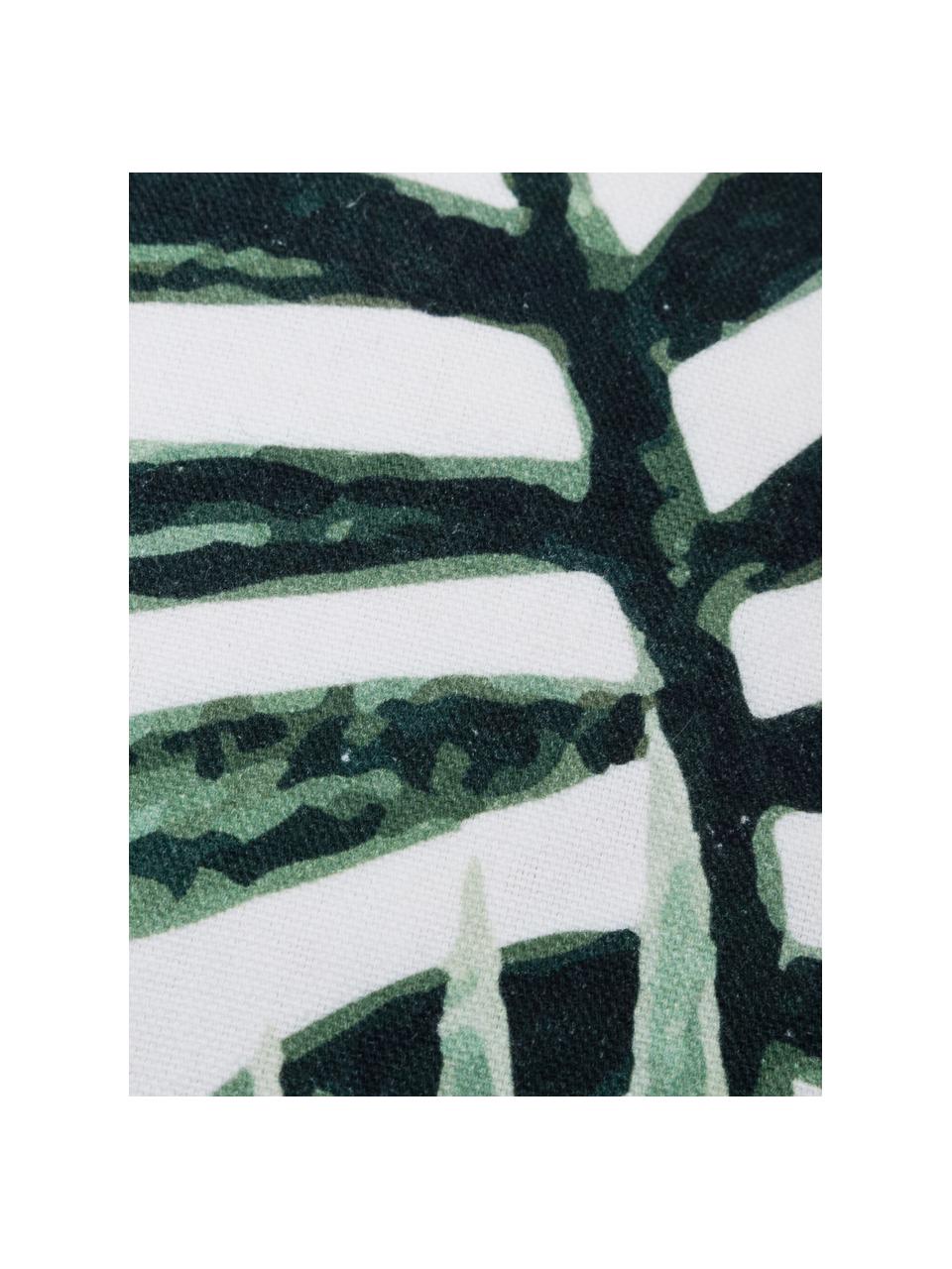 Baumwoll-Kissenhülle Coast mit Blattmuster, 100% Baumwolle, Grün, Weiß, B 40 x L 40 cm