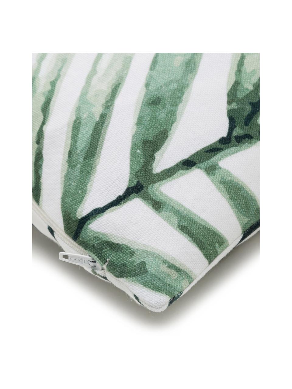 Housse de coussin tropical Coast, 100 % coton, Vert, blanc, larg. 40 x long. 40 cm