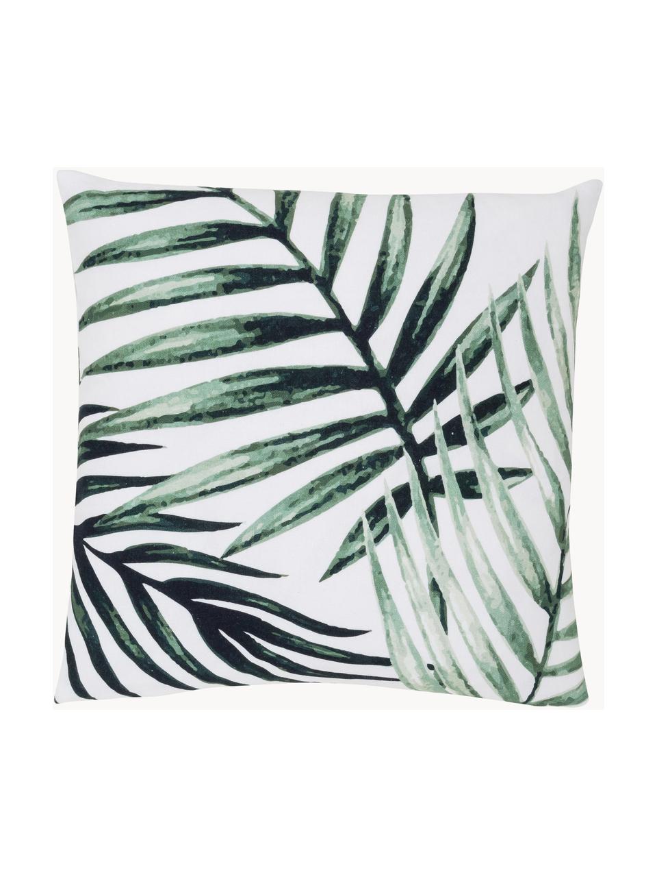 Housse de coussin tropical Coast, 100 % coton, Vert, blanc, larg. 40 x long. 40 cm